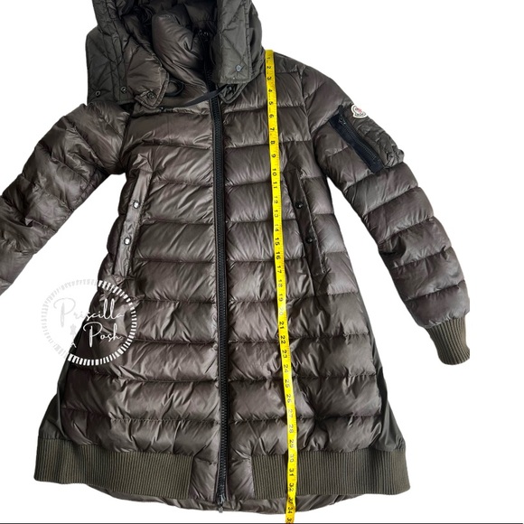 Moncler Drawstring-Back Puffer Jacket Olive Green “Chambly” Long Puffer Coat - Picture 13 of 16